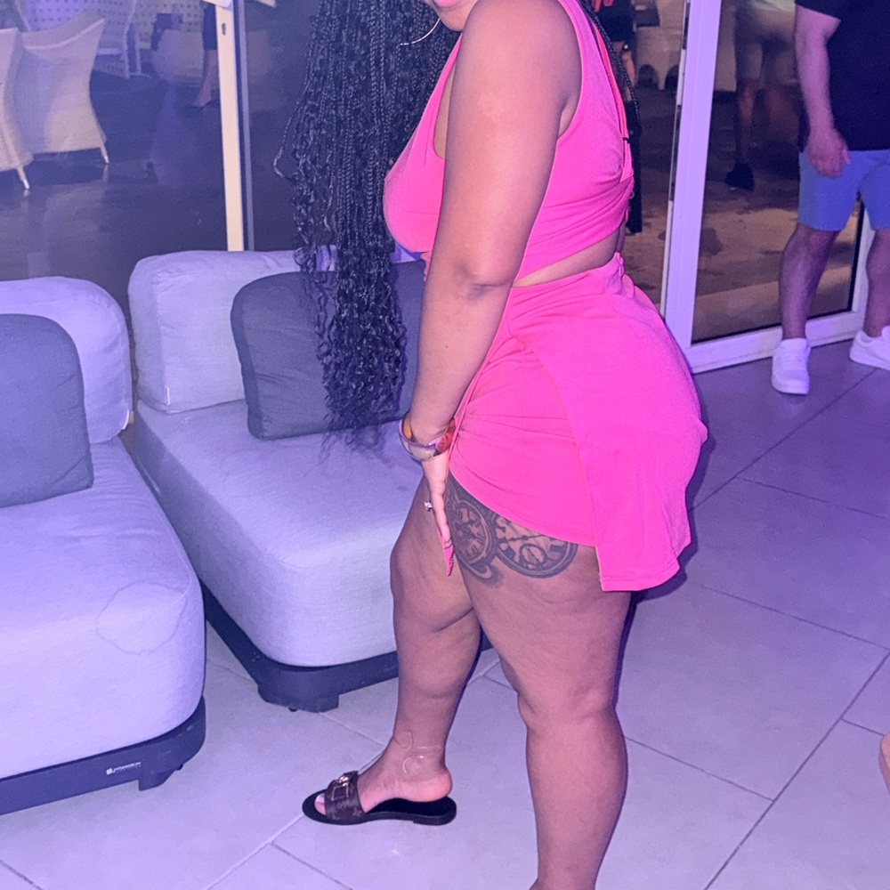 Hot Pink Two-Piece Crop Top & Skirt Set